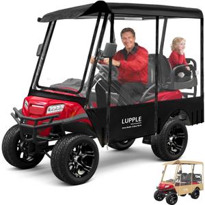 Golf Cart Enclosure 4 6 Passenger for EZGO TXT RXV, Club Car Precedent DS, Evolution, Yamaha, All Models Rain Cover for 54"-124" Short or Extended Long Roof, Golf Cart Accessories (Black)