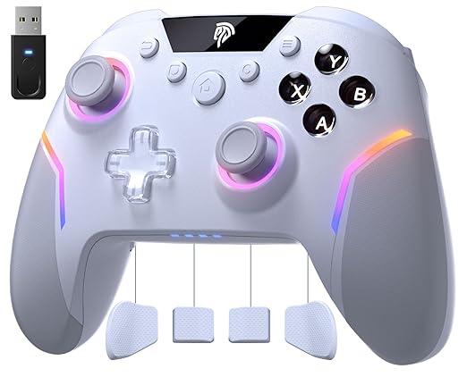EasySMX X20 Wireless Gaming Controller with RGB Backlit, 2Stage Hall Effect Stick, 1000Hz Polling Rate, 6Axis Gyro on MultiPlatform, Mech Buttons Compatible with PC/Switch/Steam/Android