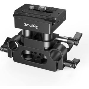 SMALLRIG Universal Baseplate 15mm Rail Support System with 15mm Rod Clamp and Quick Release Plate - 2272, Black