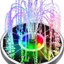 Solar Fountain Glass Panel with 2200 mah Battery, 3.5W Floating Solar Water Fountain with 4 Fixed Rods, Solar Pump for Bird Bath, Garden, Pond, Pool, Outdoor (White Panel Colorful Lights)