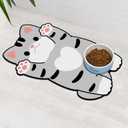 Cat Food Mats for Indoor 24"x14" Cat Feeding Bowl Mat Absorbent Quick Dry Mat Pet Feeding Mat (Grey) (Large size, Light gray)