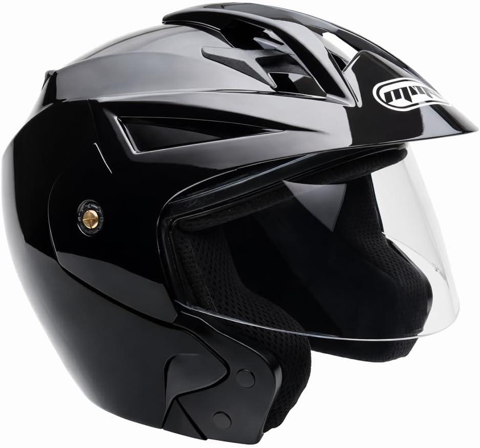 MMG Open Face Motorcycle Helmet, Scooter/Moped/Street, Shiny Black, X-Large