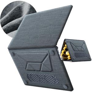 Case for MacBook Pro 16 Inch Case, 2024-2021 M4 M3 M2 M1 Pro/Max, Compatible A3186 A3403 A2991 A2780 A2485, Foldable Stand and Mouse Pad/Bag, Plastic Hard Shell, Woven Fabric Protective Cover, Grey
