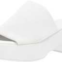 Minshluu Womens Wedge SIides Sandals Platform Open Toe Slip On Elastic Band Wedges Shoes (9, White)