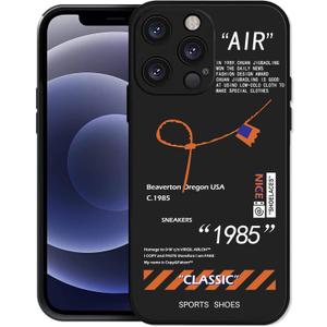 Cool Sports Style Compatible with iPhone 13 Pro Max Case, Slim TPU Creative Black White Letters Design Phone Case with Camera Protection for Men Boys Girls 6.7 inch Black