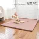 Stylish Vegan Leather Baby Play Mat - Soft, Easy to Clean Floor Mat Creates A Safe Play Area for Your Baby - The Perfect Modern Foam Playmat Fits Nicely with Your Kids Playroom Or Home Decor, Pink