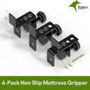 Kaen Mattress Slide Stopper, 6-Pack Non Slip Mattress Gaskets for Metal Frame Bed, Adjustable Stopper Holder in Place Gripper from Sliding with 3 Size Fixing Positions (Black)