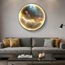 Troartos LED Galaxy Space Wall Art for Living Room, Large Modern Lighted Planet Artwork for Walls, Minimalist Dimmable Nebula Lighted Wall Decor for Hallway, Dining Room, Bedroom, Office, 30x30 Inch