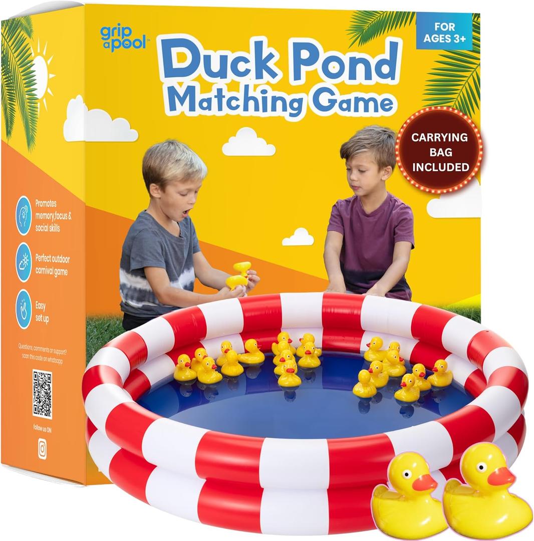 Duck Pond Matching Carnival Game, Outdoor Games for Kids Birthday Party Field Day Fun Activities for Kids 4-8, 3-5 - Outdoor Water Toys and Games for Backyard, Memory Game, Easter Gift Summer Toy