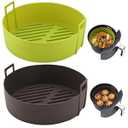 Air Fryer Silicone Liners 4QT For Ninja AF101, 2 Pack BPA Free Platinum Air Fryer Basket Liners with Handle, Round Reusable Liner Ninja Fryer Accessories, Upgrade
