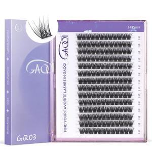 GAQQI Lash Clusters, GQ03 False Eyelashes DIY Lash Extensions C Curve 168PCS Cluster Lashes 16MM, Wispy and Natural Lash Wisps (GQ03,C,16mm)