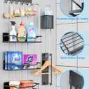 Multifunctional Magnetic Shelf for Washing Machine, Refrigerator, Microwave, and Any Metal Surface, Powerful Magnetic Shelves Include Unique Hollow Design Metal Organizers 6 pcs - Black