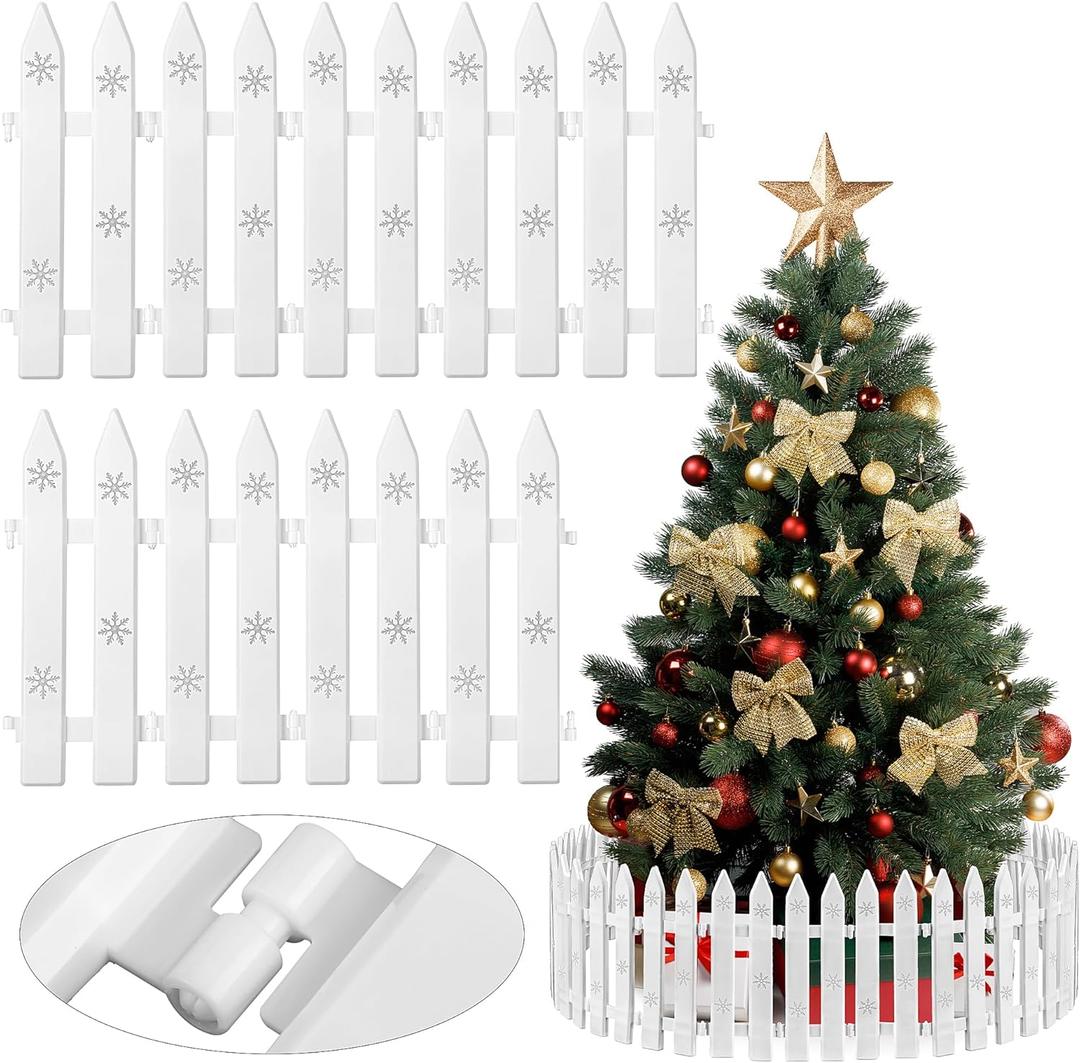 Aodaer 30 Pieces Christmas Tree Fences Plastic Picket Fence 12 Inch Christmas Fence Border Tree Barrier for Xmas Party Wedding Garden Home Fences Decoration, White