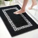 Black Bathroom Rugs 18x24, Non Slip Washable Bath Mats,Super Soft Microfiber Bathroom Mats, Plush Fluffy Absorbent Bath Rugs for Sink Tub Basin Shower Floor
