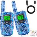 E-WOR Walkie Talkies for Kids Rechargeable, 2Pack Long Range 4 Miles Kid Walkie Talkies with Flashlight Toys for 3 4 5 6 7 8-10-12 Year Old Girls Boys Toddlers, Funny for Kids Teens