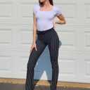 Yogipace Women's Straight Leg Yoga Dress Pants,Back Pockets,29",Pinstr.,XL