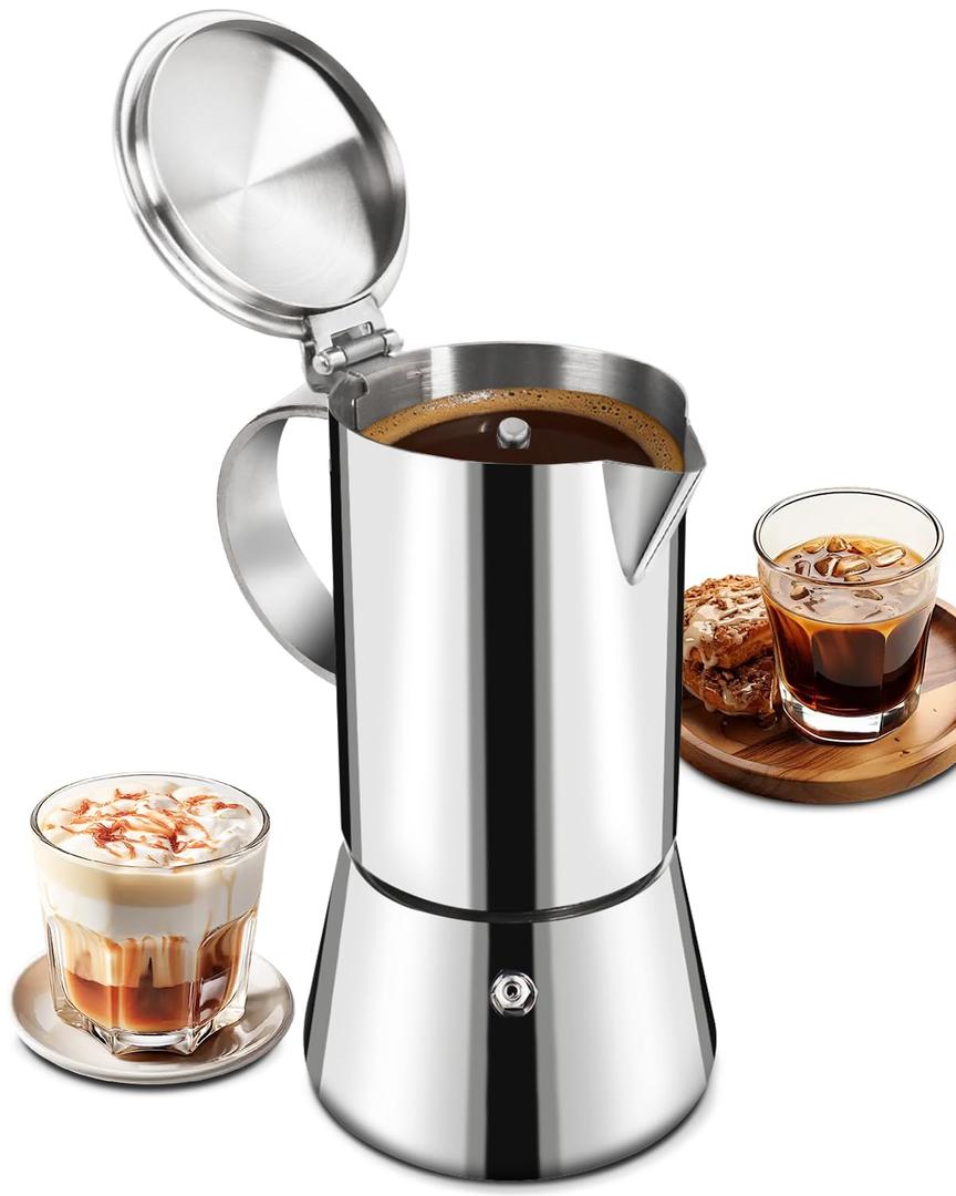 304 Stainless Steel Express Stovetop Coffee Maker 6 Cup 300ml 10oz-Italian Espresso Maker Home Kitchen & Camping All Stovetops