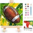 XTCIXAL Framed Paint by Numbers Kit for Adults Beginner, Rugby, 10x10 Inch | Paint by Number for Adults & Kids Ages 8-12, Framed Canvas, Included Easel and Gifts Box, Fun and Relaxing, Home Wall Decor