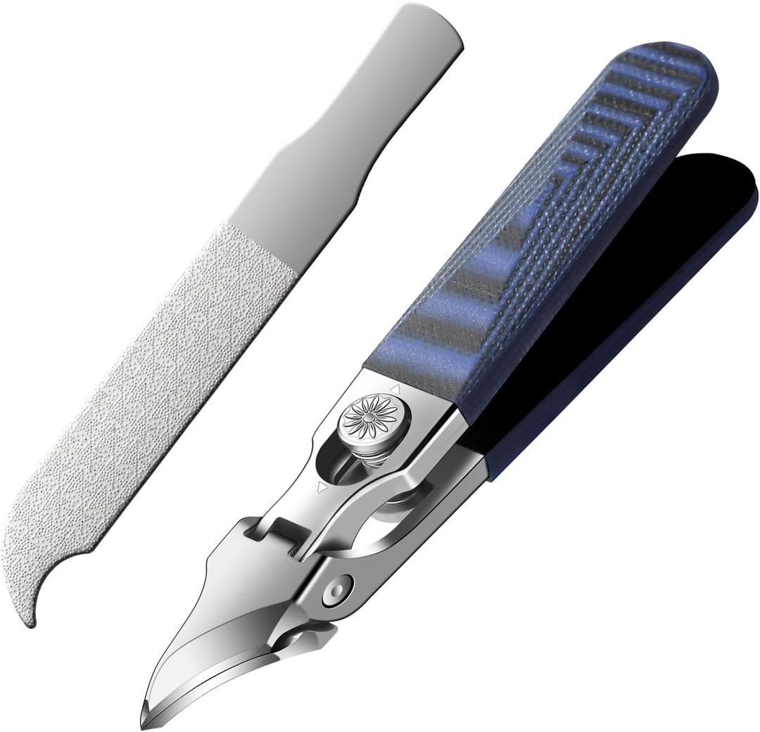 Ingrown Toenail Clippers with Curved Sharp Blade, Toe Nail Clippers for Ingrown Nails, Toenail Nipper for Seniors with Thick Toenails (Straight Blue C)