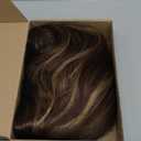 NOSTALGIA Long Brown Wavy Wig Brown Mixed Blonde Highlight Side Part Wigs for Women Natural Hairline Synthetic Wigs for Women Daily Party Use