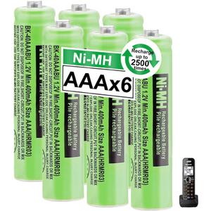 OSIM 6Pack BK-40AAABU Ni-MH AAA Rechargeable Batteries 1.2V AAA Ni-MH Rechargeable Batteries 400mah for Panasonic Cordless Phones, Remote Controls, Electronics