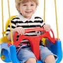 VEVOR 3-in-1 Baby Swing Seat 300 lbs Capacity Toddler Swing Red/Yellow/Blue
