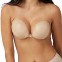 Niidor Adhesive Bra Strapless Sticky Invisible Push up Silicone Bra for Backless Dress Beige Nude, Size C