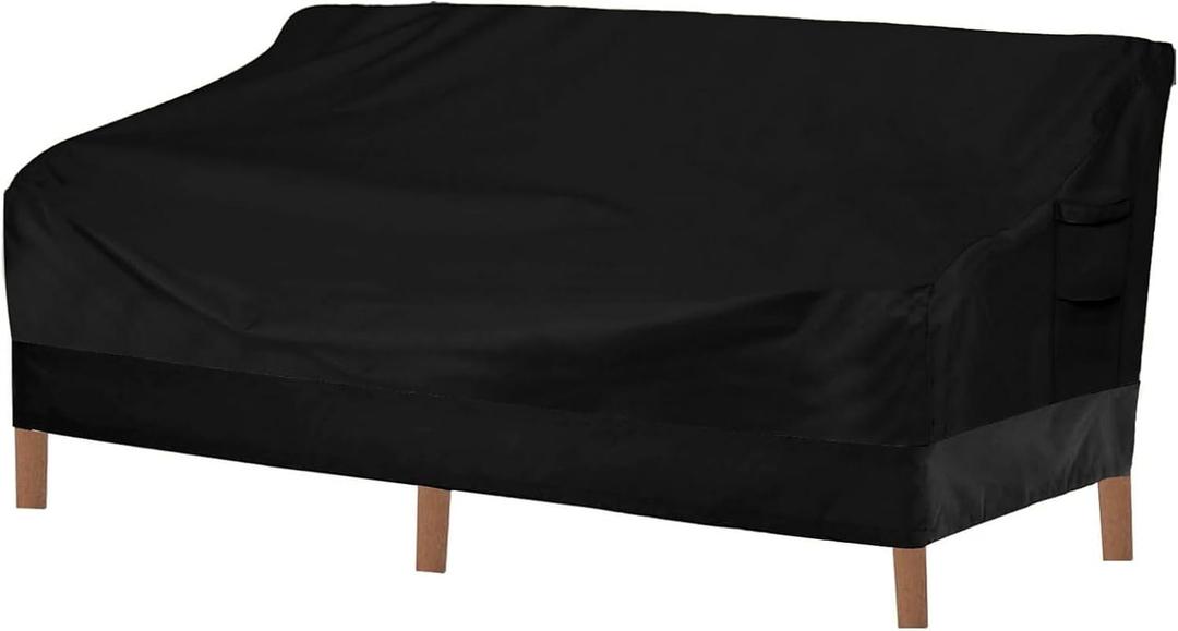 Vailge Heavy Duty Patio Sofa Cover, 100% Waterproof 3-Seater Outdoor Sofa Cover,Lawn Patio Furniture Covers with Air Vent and Handle (Black, 85"wx37"Dx35"H)