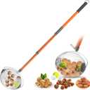 Nut Gatherer Tool Acorn Walnut Picker Upper Roller, Length Adjustable, Large Rolling Nut Collector for Pinecone, Hickory, Chestnuts, Buckeyes, Golf, Pinecone, Picks up Items 1'' to 2.5'' Size, Orange