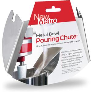 New Metro Design PC-10 Pouring Chute Compatible with KitchenAid Stand Mixer with Stainless Steel Bowl, Silver (Set of 1)