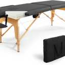 CAPHAUS Premium Memory Foam Massage Table, 84 Inch Foldable & Portable Massage Bed, Height Adjustable Spa Bed, Facial Cradle Salon Bed Wooden Legs & Carry Case, 28 Inch Wide, Black
