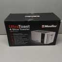 Mueller UltraToast Full Stainless Steel Toaster 4 Slice, Long Extra-Wide Slots for Bagels and Waffles, 6 Browning Levels, LED Display, Cancel/Defrost/Reheat Functions & Removable Tray, Kitchen Gadgets