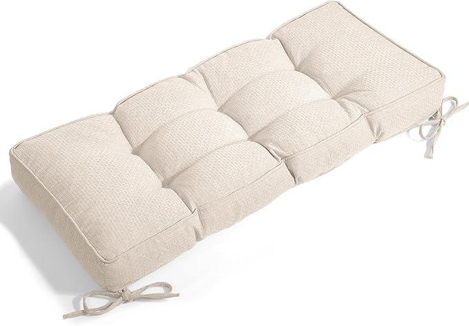Detiblue Bench Cushion for Indoor Furniture，48x16x4Inch Tufted Bench Seat Cushion with NonSlip, Comfortable and Durable for Shoe/Entryway/Storage with Cushion（CrossLinen Beige）