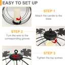 Halloween Light Up Pumpkin Lantern, 3 Pcs Metal Black Pumpkin Candle Holders with Timer Flickering Yellow LED Candle Lights for Thanksgiving Halloween Harvest Fall Home Decor