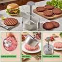 Hamburger Press Patty Maker 4" 304 Stainless Steel,Heavy Duty Adjustable Burger Meat Press Mold,Non-Stick Stuffed Patty,150 PCS Patty Paper for Beef, Mashed Patties, BBQ, Party Grill