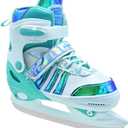 Ice Skates Adjustable, Smooth Blade Iceskates Age 3-12, Comfortable Lining Ice Skates for Beginner Boys Girls, Perfect for Outdoor and Indoor Rink (Large - Youth(US 5-7.5), Blue)