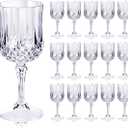 Ciaell 24PCS Plastic Glasses - 7 Oz Plastic Goblets for Party - Clear Vintage Drinking Glasses - Disposable Water Goblets Set for Wedding, Bar, Beer, Juice, Cocktail, Whiskey