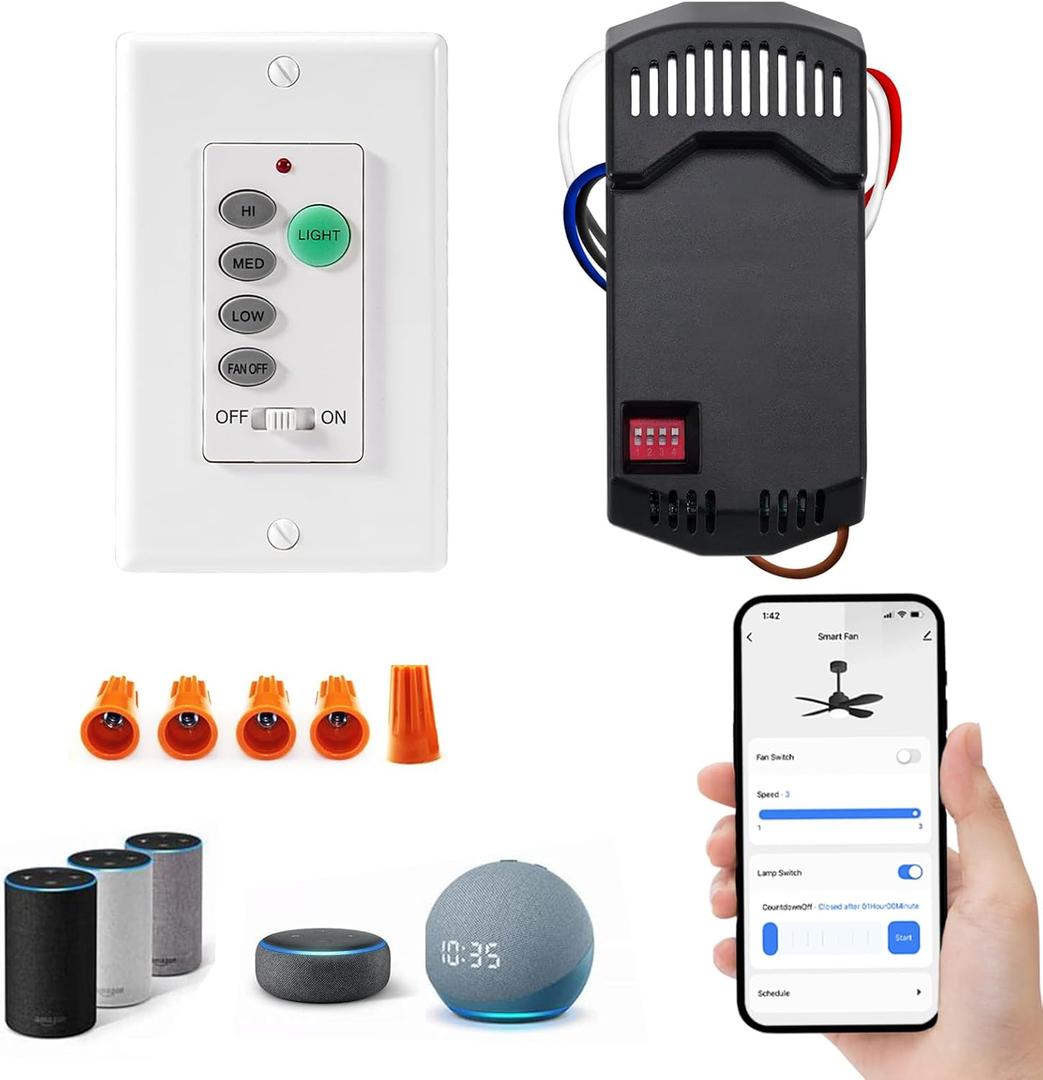 Humpptom Ceiling Fan Remote Control and Receiver Kit, Replacement for Hampton Bay, Hunter, Harbor Breeze, Westinghouse Smart Ceiling Fan Remote BY061-018WIFI