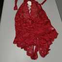 Avidlove Lingerie for Women Halter Lace Bodysuit V Neck Teddy One Piece Babydoll Nightgown (Red, XL)