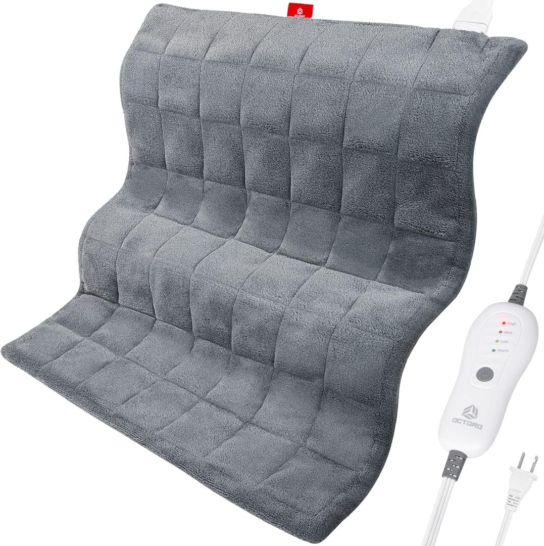 Weighted Heating Pad for Back Pain Relief, 3.4lb Large Electric Heating Pads for Cramps Neck Shoulder, 4 Heating Levels with Auto Shut Off, Fast Heating Dry& Moist Therapy Options Washable 20"x24"