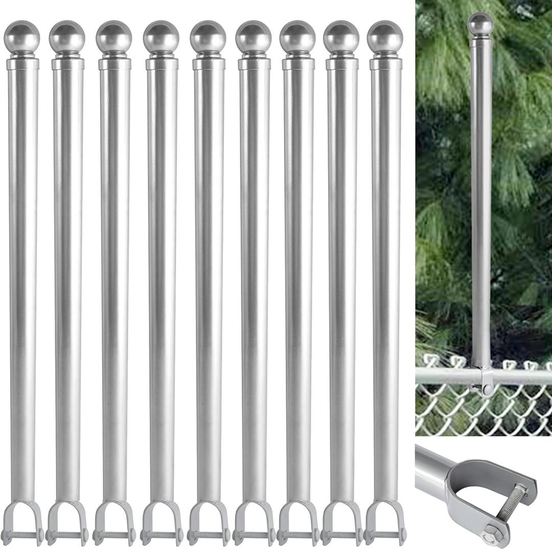 9 Pack 1-3/8" Chain Link Fence Extender, 25.2" Extension Height, U Bracket Design Patented Product, Galvanized Steel for top of Fence for Dogs and Privacy