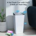 Lysam Small Trash Can, 3 Pack 4 Gallons Bathroom Garbage Can with Lid Press-Top, Small Waste Basket with Trash Bags, Slim Plastic Garbage Bin for Dorm, Office, Bedroom, Kitchen, Living Room (Multi)