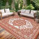 GarveeHome Outdoor Rugs 8x10 Waterproof Reversible Outdoor Plastic Straw Rug Vintage Retro Patio Rug Indoor Outdoor Carpet RV Mat Outside for Patio Camp Balcony Deck Picnic, Vintage Orange Terracotta