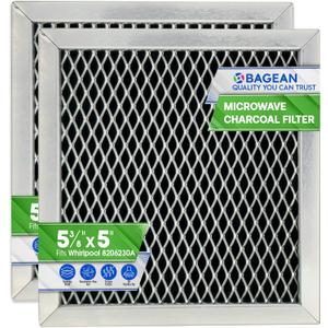 Microwave Charcoal Filter 5.35 x 5.03 for 8206230A Maytag and Whirlpool Microwave Filter Replacement - Carbon Filters Freshens and Filters Kitchen Air in Over the Range Oven Vent Fan (2-Pack)