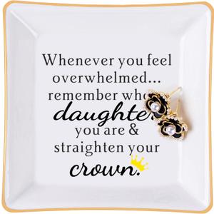 Daughter Gift from Mom, Gifts for Daughter Ring Dish - When You Feel Overwhelmed...Straighten Your Crown, Christmas Birthday Gift for Daughter Adult Valentines Wedding Mothers' Day Gifts