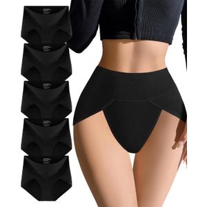 MISSWHO Womens High Waisted Cotton Underwear Soft Briefs Full Coverage Comfy Ladies tagless Panties, Large