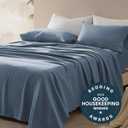 SLEEP ZONE Queen Sheet Set-4 Pieces Soft Queen Size Sheets Breathable & Cooling Bed Sheets Set, Easy Care Includes 1 Fitted Sheet, 1 Flat Sheet and 2 Pillowcases, Deep Pocket 16" (Flint Blue, Queen)