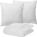 Tudomro Christmas Throw Blanket & Pillow Cover Set,White Plush Set of 3, Modern 3D Snowflakes Pattern 50x60 Inch Throw Winter Holiday Blanket for Xmas Sofa Couch Bed Home Decor Warm Gift