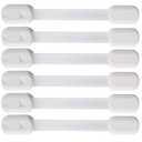 6 Pack Vmaisi Multi-Use Adhesive Straps Locks - Childproofing Baby Proofing Cabinet Latches for Drawers, Fridge, Dishwasher, Toilet Seat, Cupboard, Oven,Trash Can, No Drilling (White) (6)