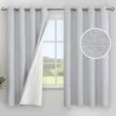 YoungsTex Light Grey Linen Blackout Curtains 63 Inch Length for Bedroom, Thermal Insulated Drapes with Grommet Room Darkening for Living Room, 2 Panels, 52 X 63 Inch